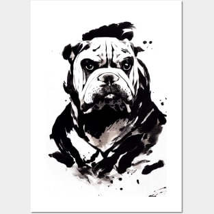 English Bulldog Wild Nature Free Spirit Art Brush Painting Posters and Art